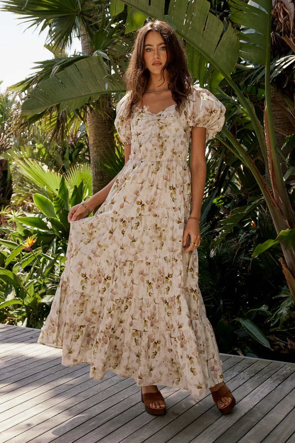 Robbie Floral Midi Dress in Mauve FINAL SALE