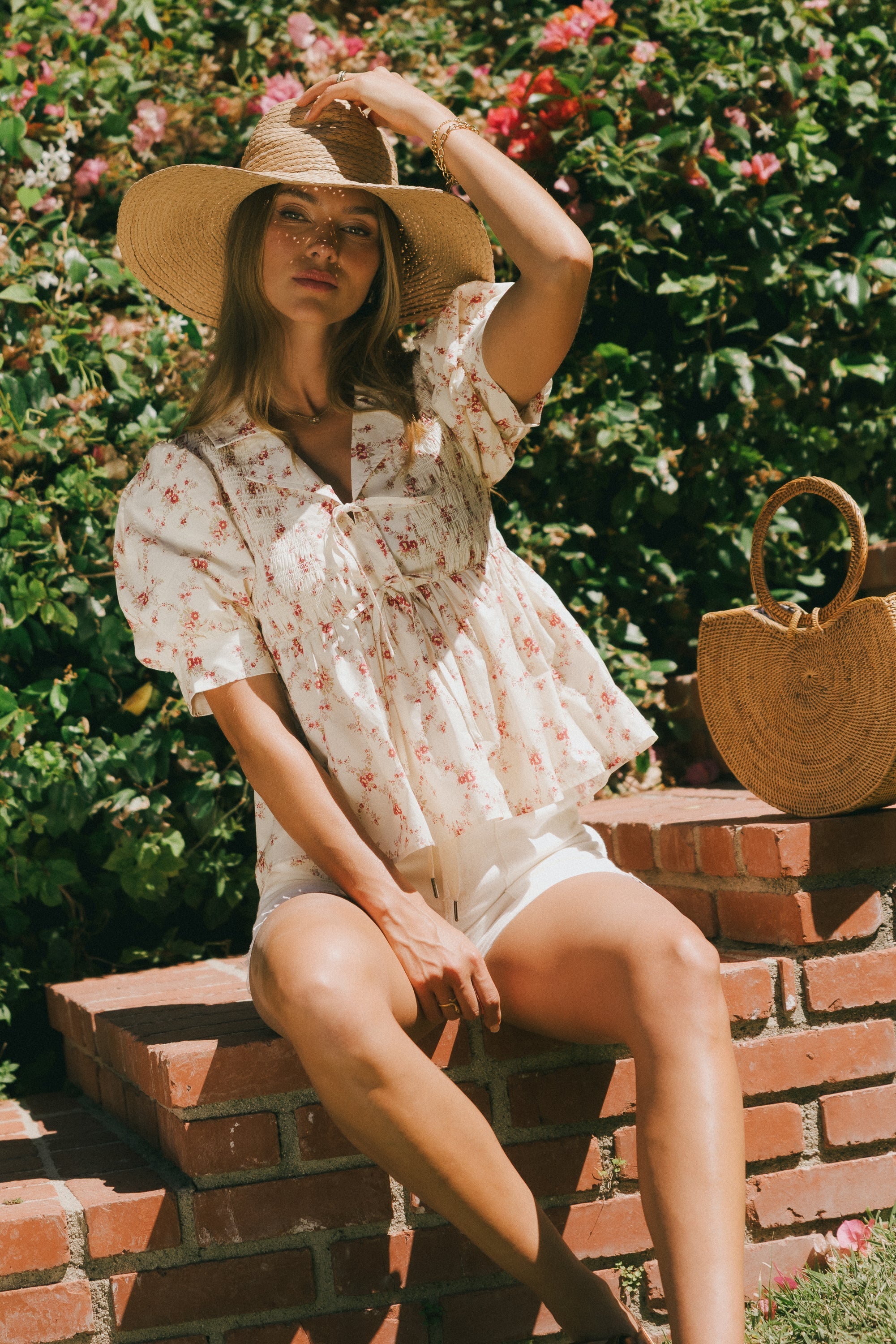 Denise Floral Blouse in Berry FINAL SALE