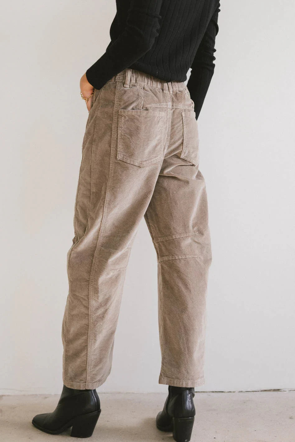 Lisette Barrel Jean in Taupe Corduroy FINAL SALE