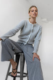 Darren Contrast Cardigan in Heather Grey FINAL SALE