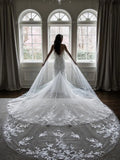 Non traditional Wedding Veil Floral Lace Cathedral Veil Bridal Veil