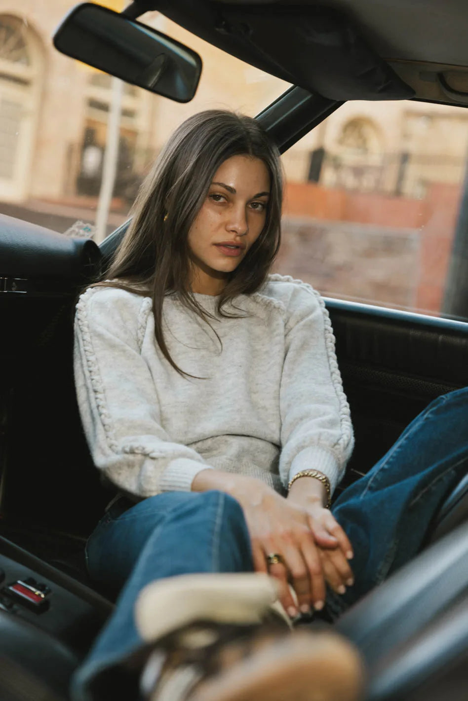Leony Braided Sweater in Grey FINAL SALE