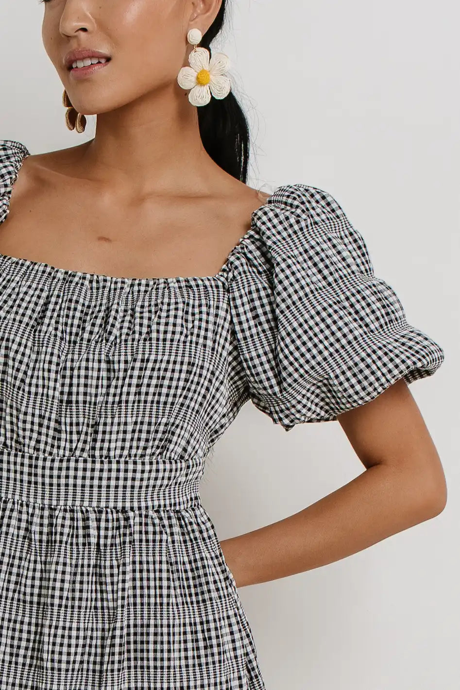 Laney Gingham Dress in Black