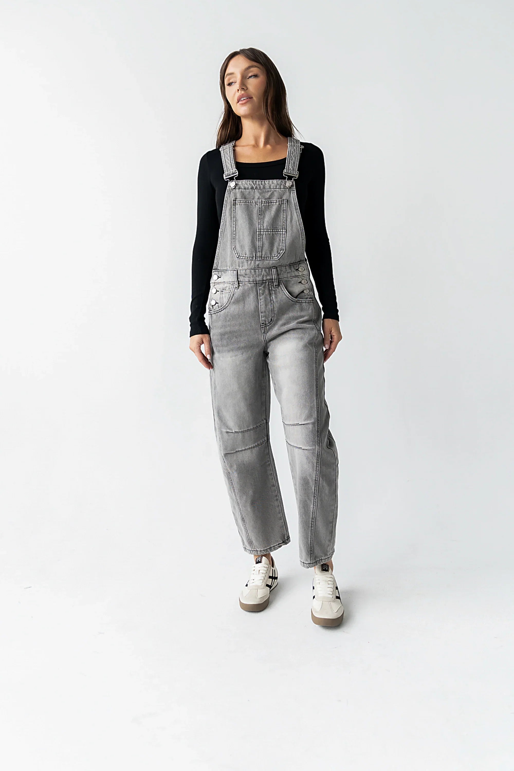 Tansy Denim Overalls in Grey