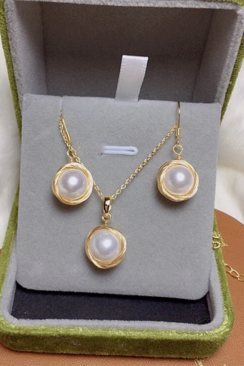White Pearl Earrings Necklace Sets