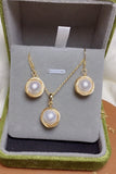 White Pearl Earrings Necklace Sets