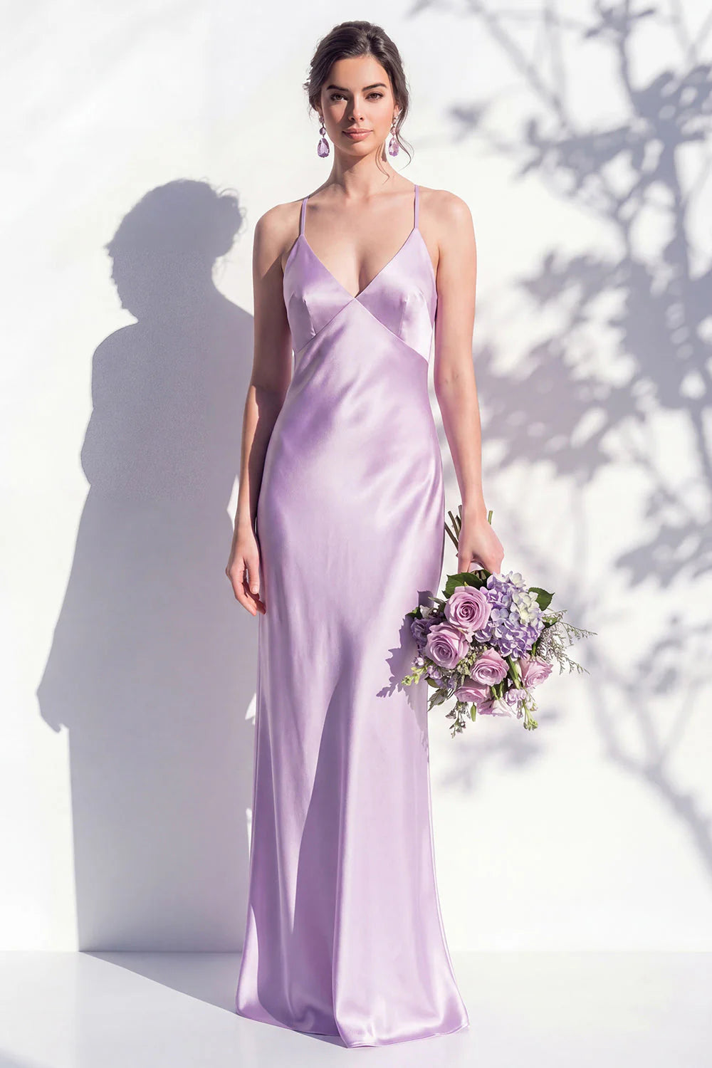 Satin Spaghetti Straps Sheath Sage Bridesmaid Dress