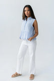 Julian Collared Blouse in Blue