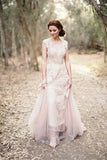 High Quality V neck Sleeveless Floor length Wedding Dress with Lace