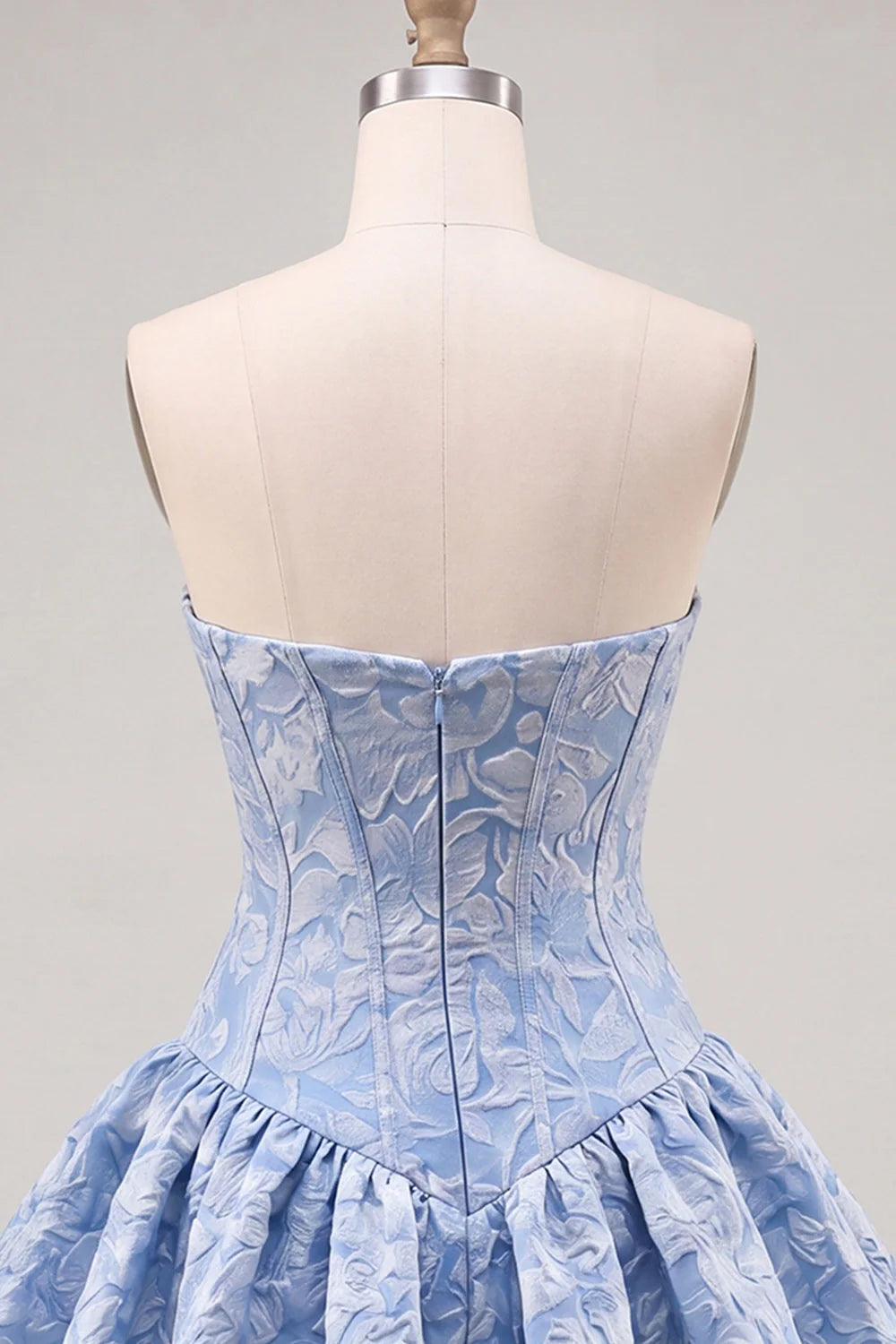 Yellow Strapless A Line Jacquard Corset Homecoming Dress