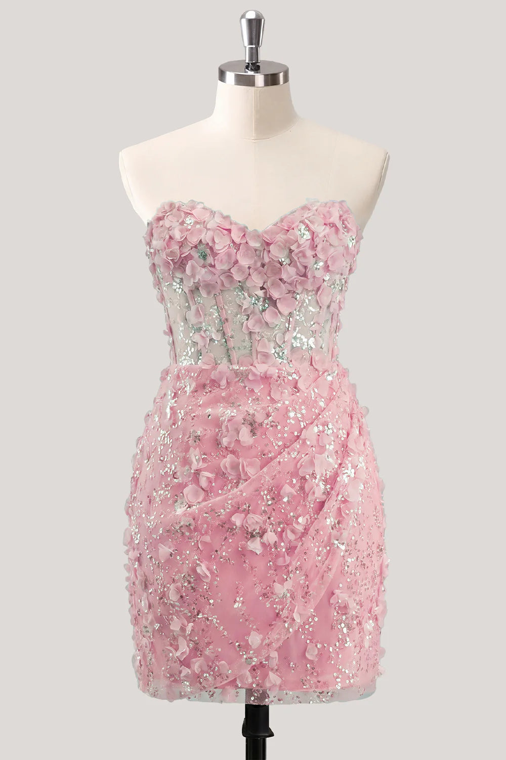 Bodycon Corset Strapless Sequin Light Blue Homecoming Dress