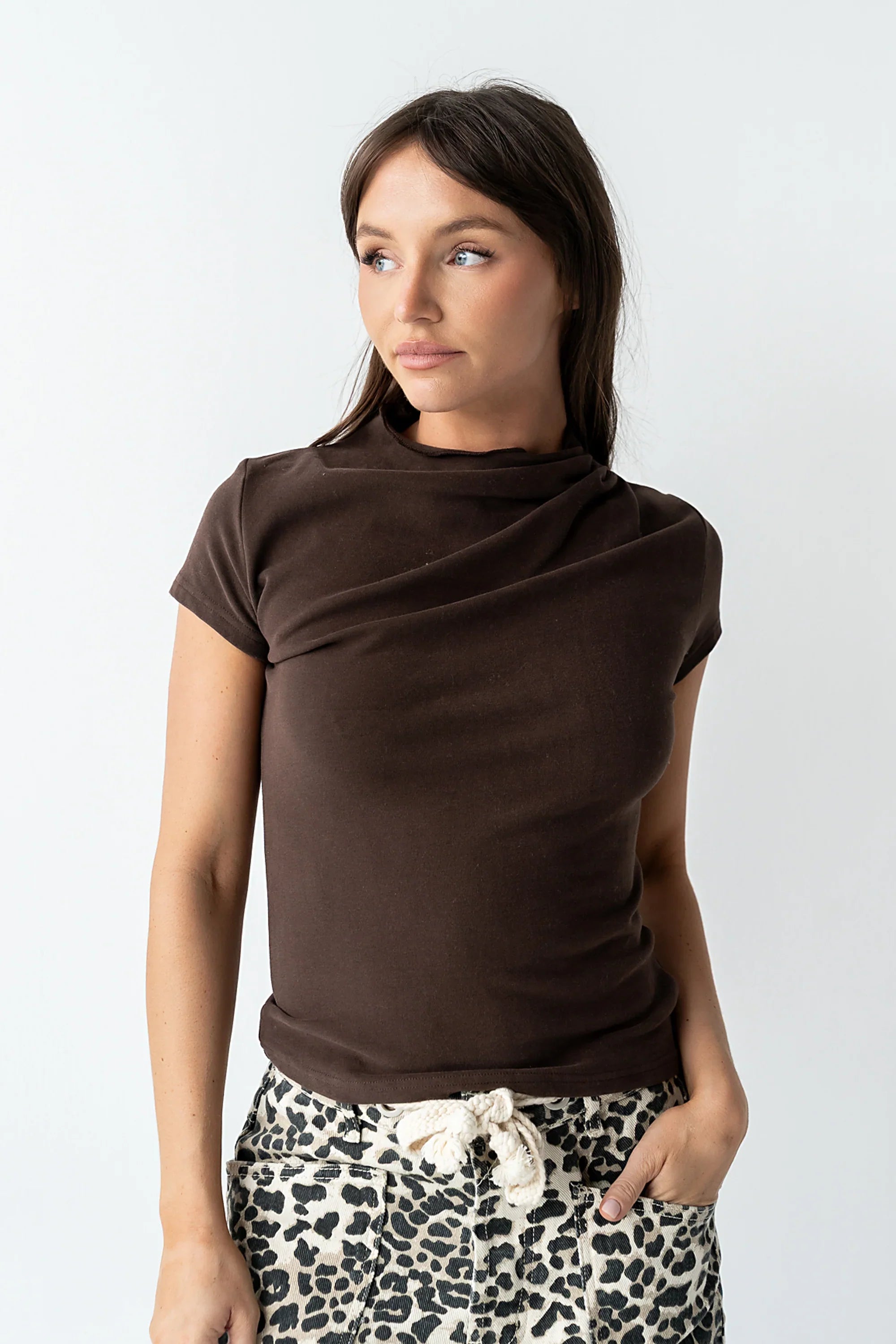 Marilyn Gathered Top in Brown
