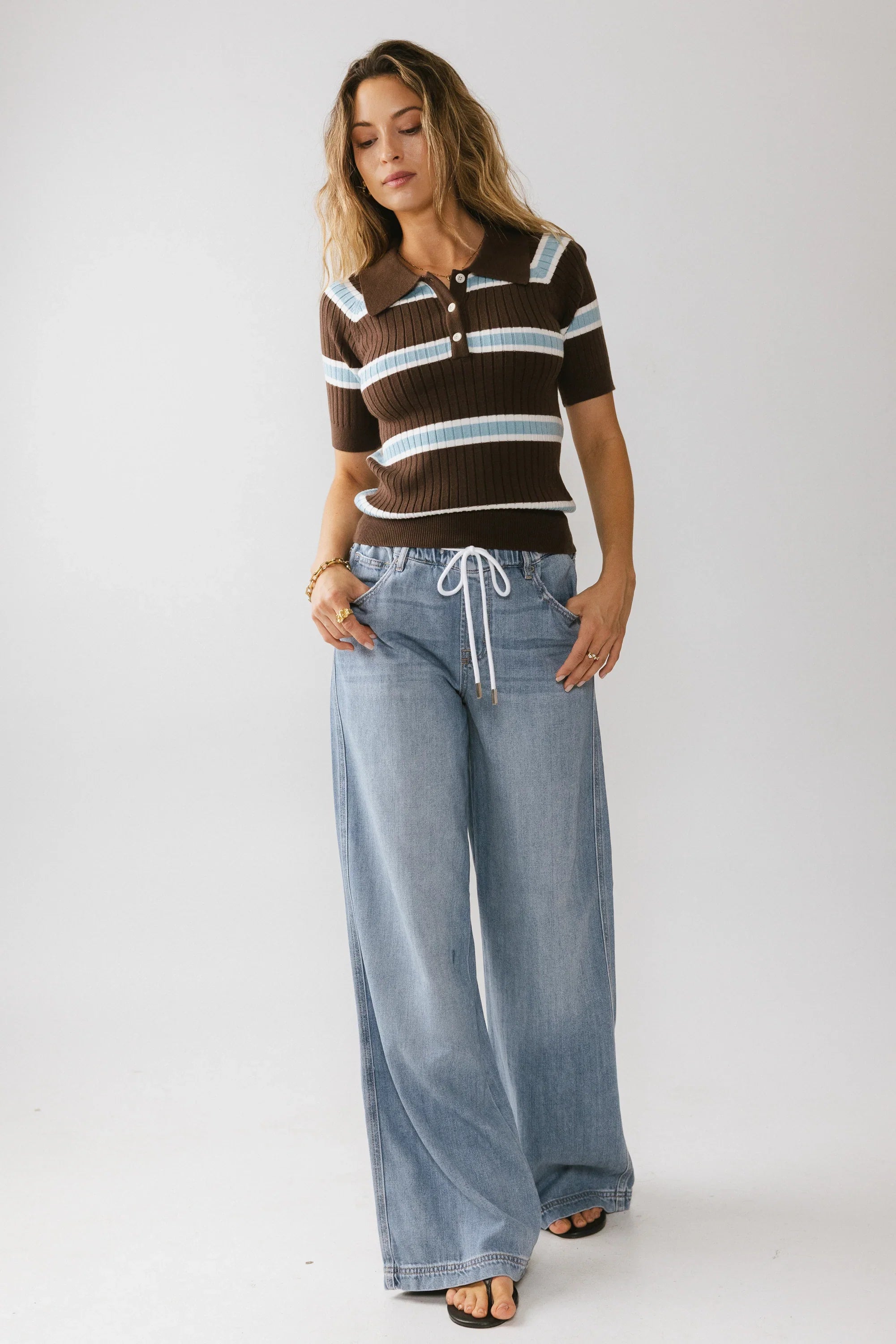 Eva Drawstring Wide Leg Jeans FINAL SALE