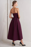 OPERA WINE BURGUNDY MIDI DRESS WITH POCKETS