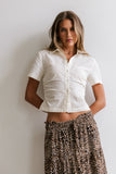 Brandy Ruched Button Up in Cream FINAL SALE