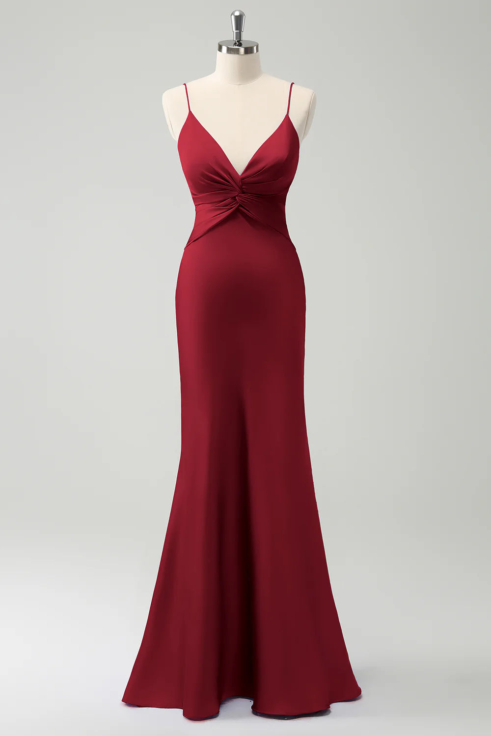 Purple Mermaid Front Criss Cross Pleated Floor Length Bridesmaid Dress