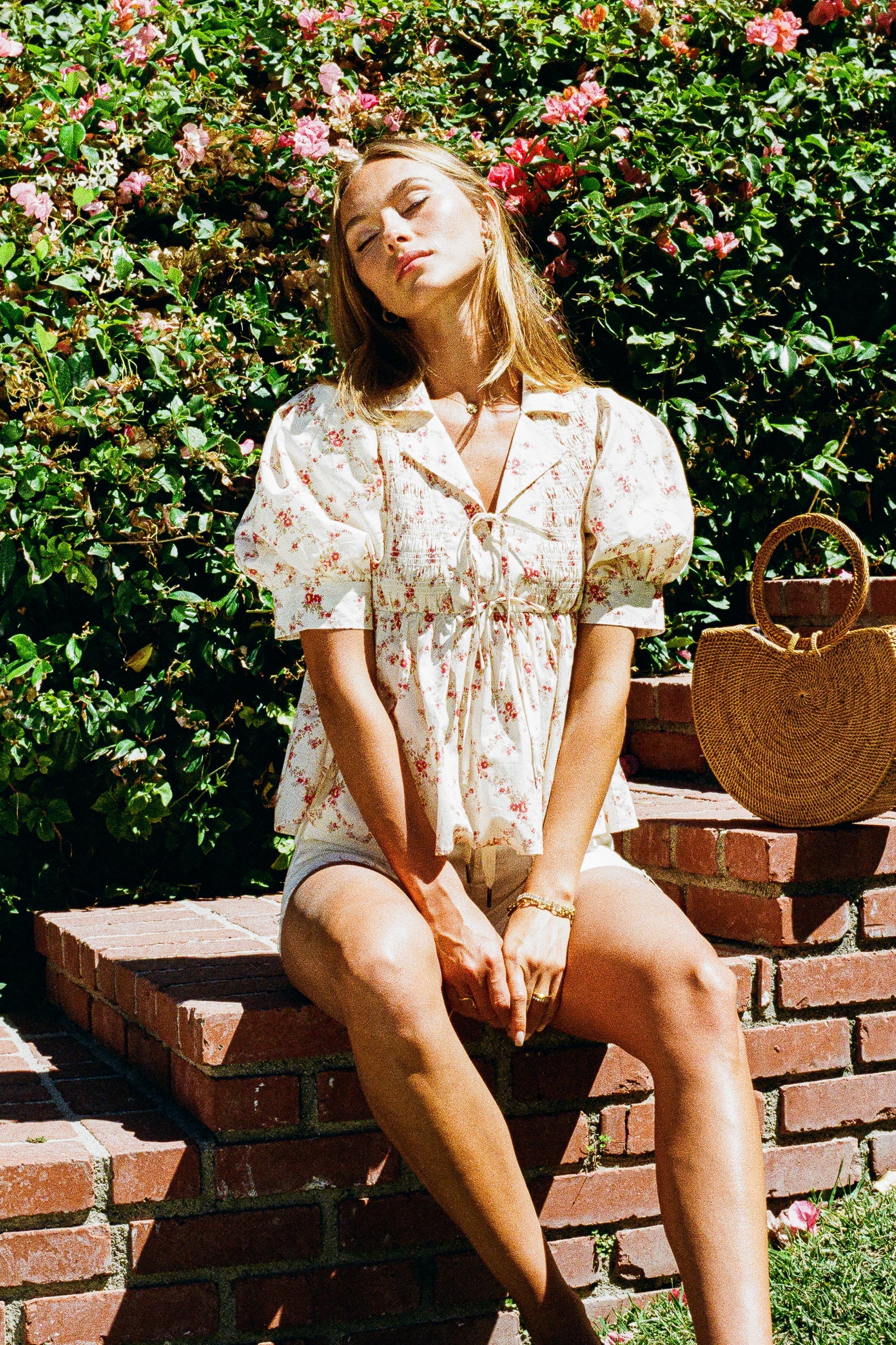 Denise Floral Blouse in Berry FINAL SALE