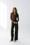 Vernon Sheer Button Up in Brown