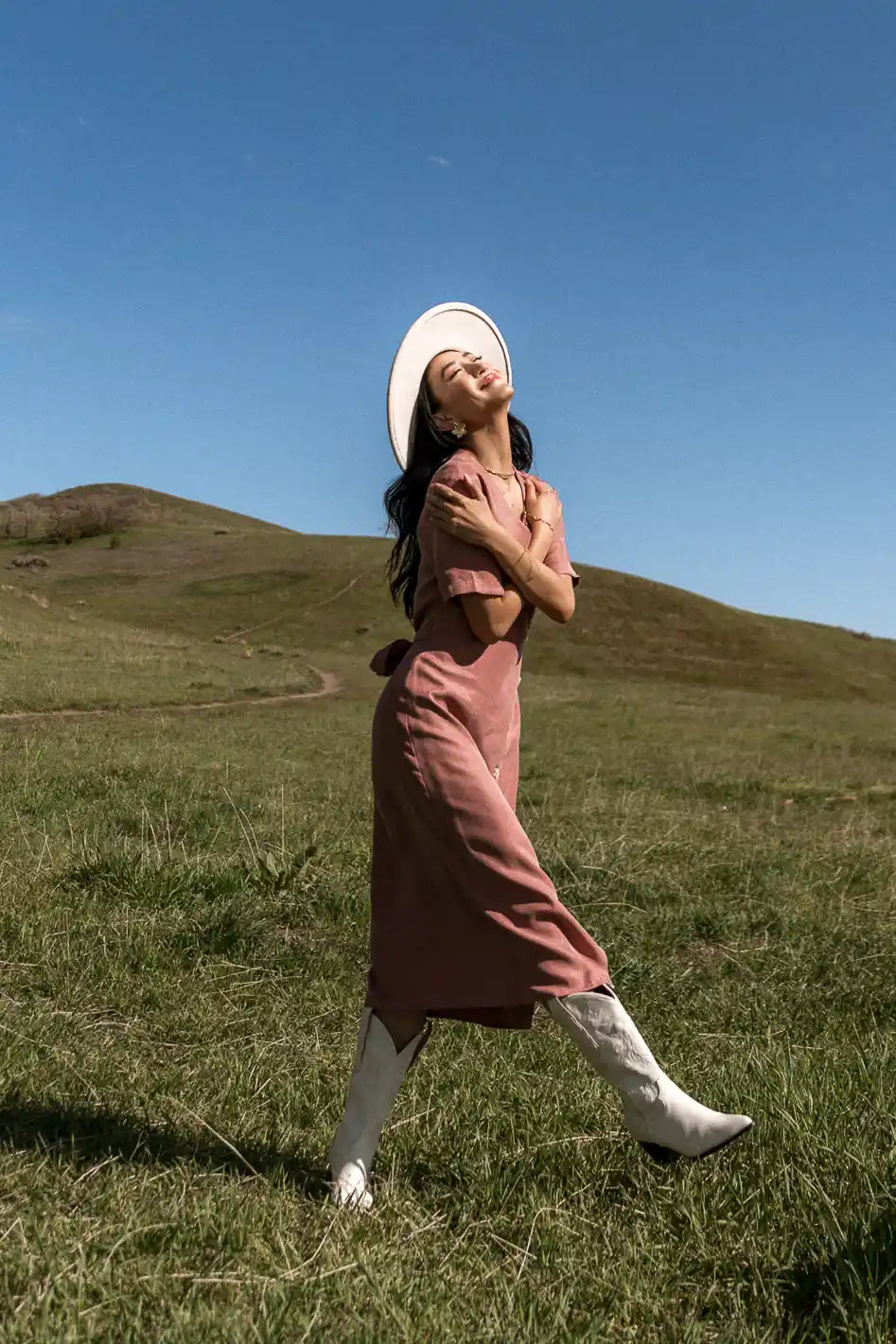 Bhar Midi Wrap Dress in Clay FINAL SALE