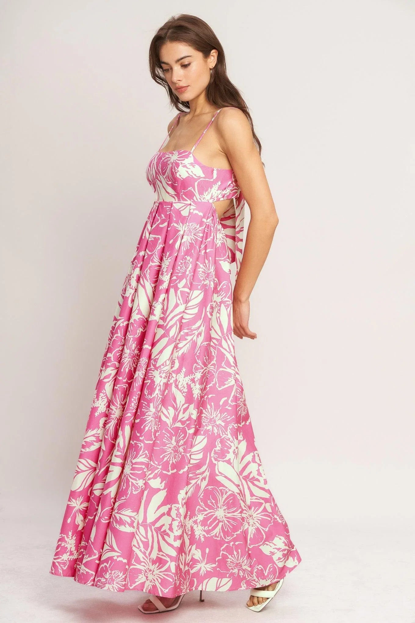 SUMMER HEAT FLORAL PINK MAXI DRESS