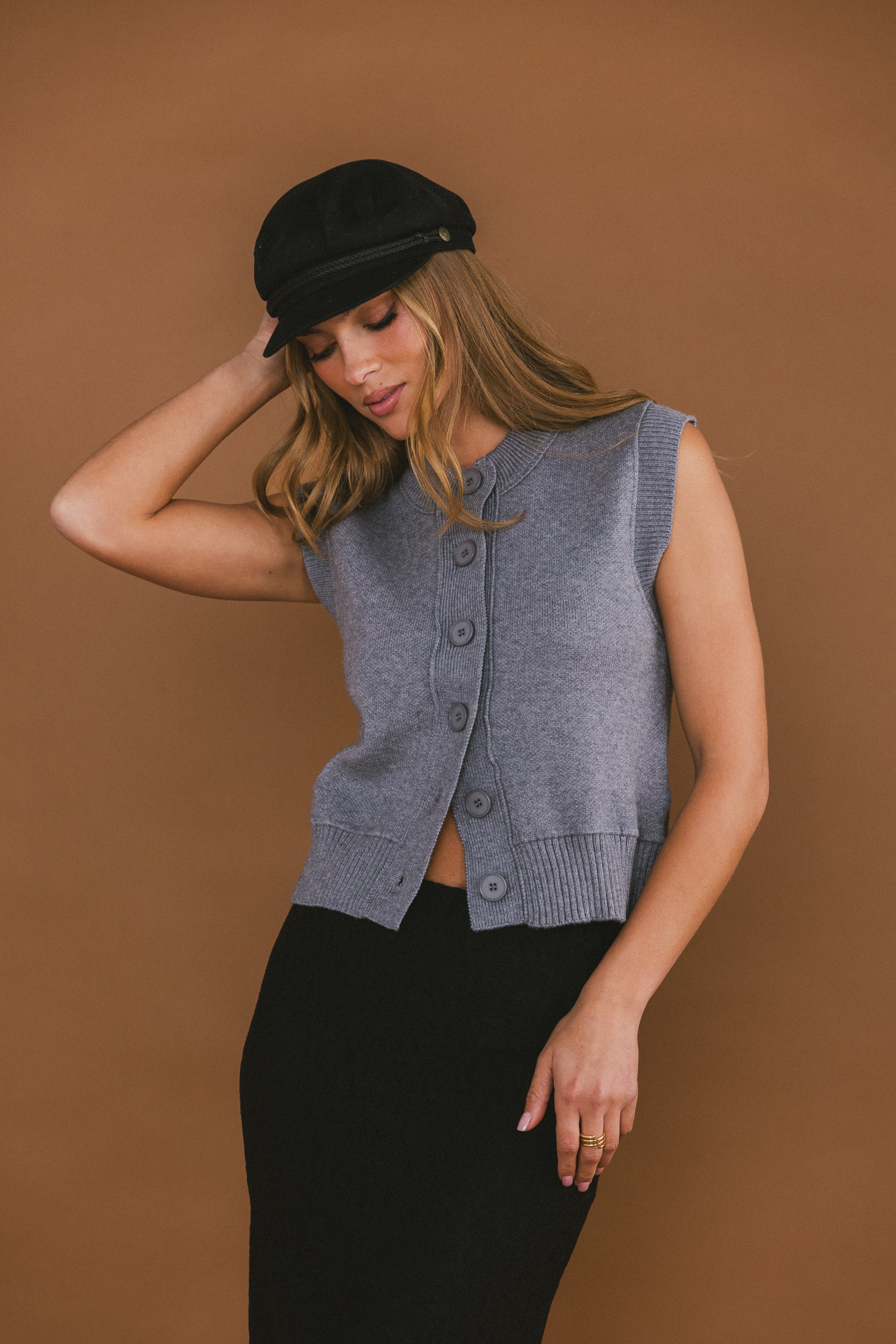 Tori Sweater Vest in Grey FINAL SALE
