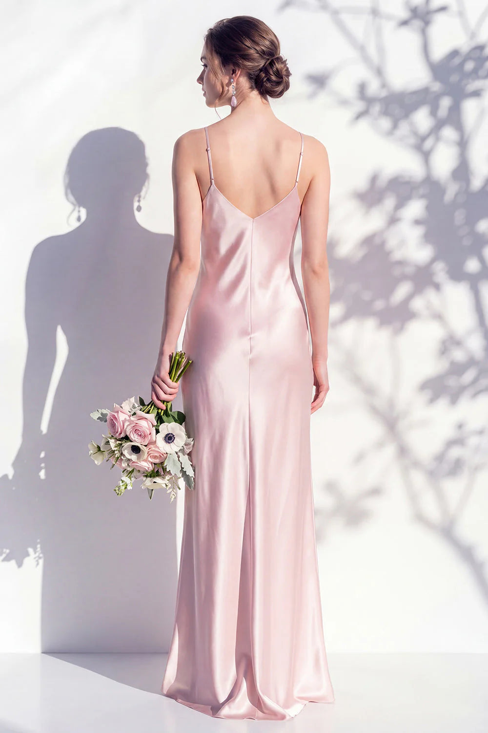 Satin Spaghetti Straps Sheath Sage Bridesmaid Dress