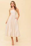 REGAL CUTIE BUBBLE HEM MIDI DRESS CREAM