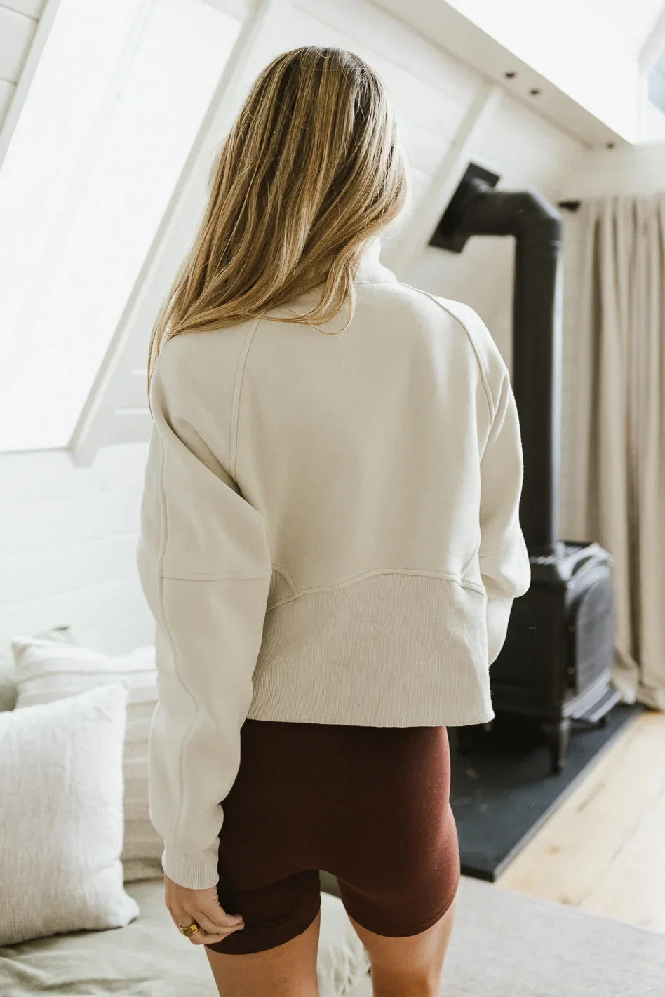 Alyssa Half Zip in Bone FINAL SALE