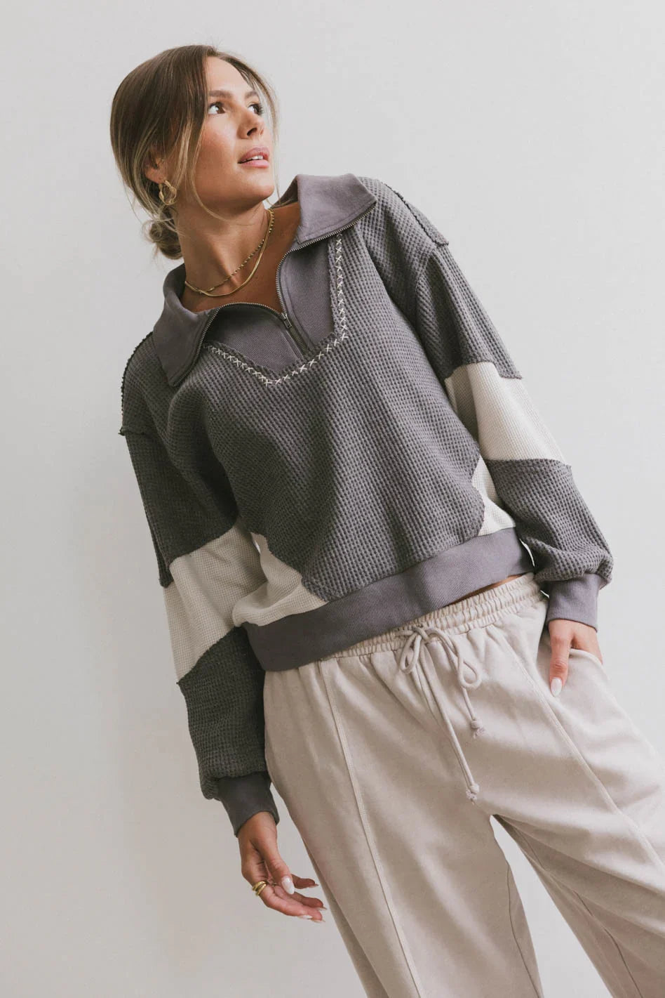 Harbor Knit Quarter Zip in Charcoal FINAL SALE