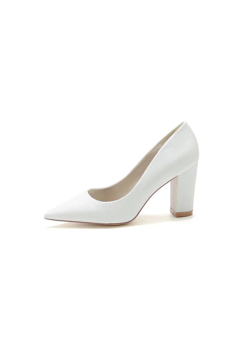 Simple Glitter Pointed Toe Slip on Wedding Shoes