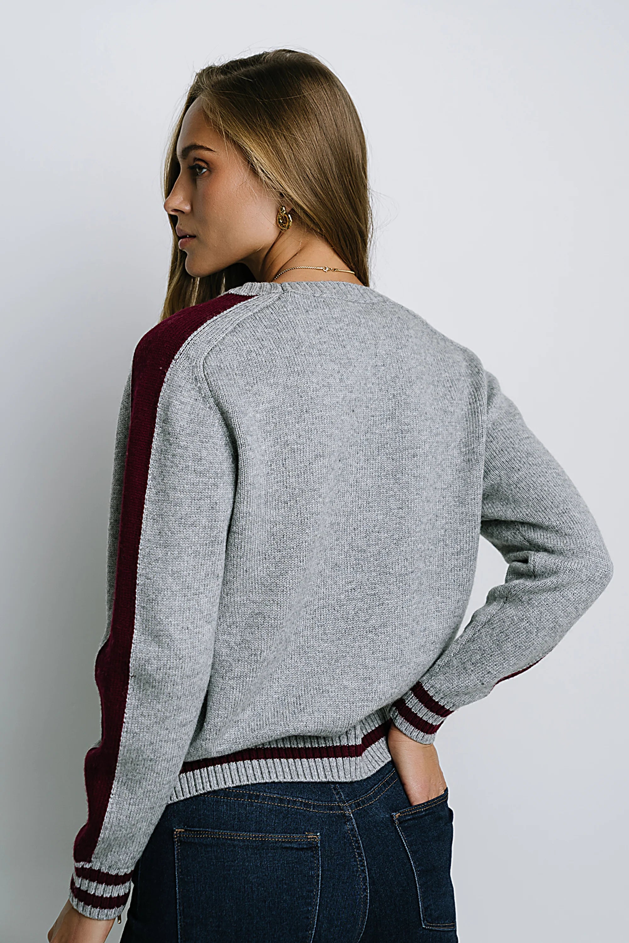 Jayce Striped Sweater in Grey FINAL SALE