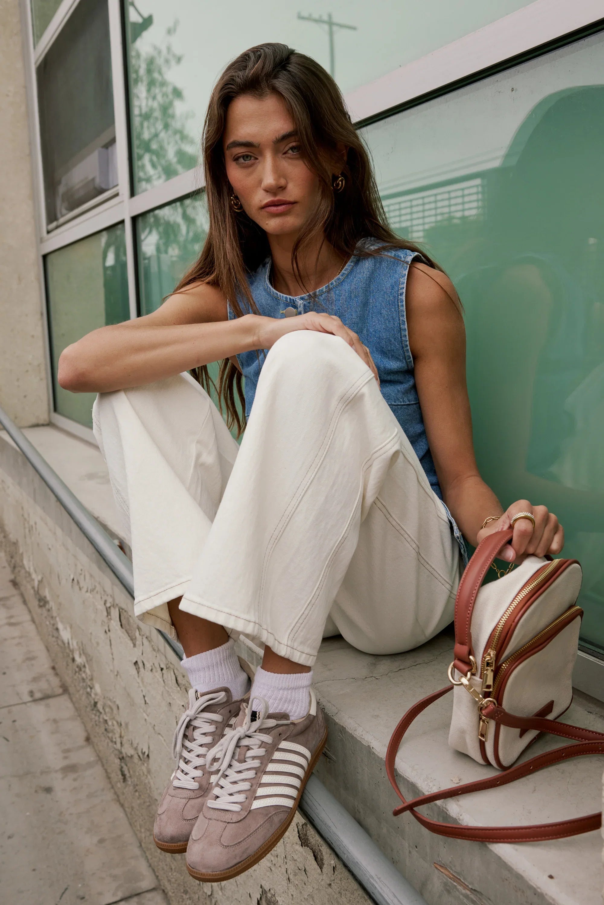 Eden Baggy Jeans in Ecru FINAL SALE