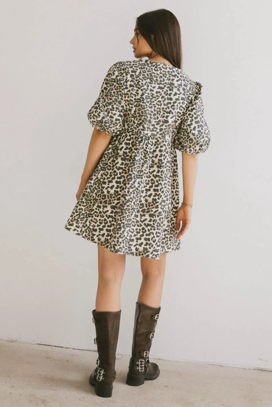 Tori Peplum Mini Dress in Leopard FINAL SALE