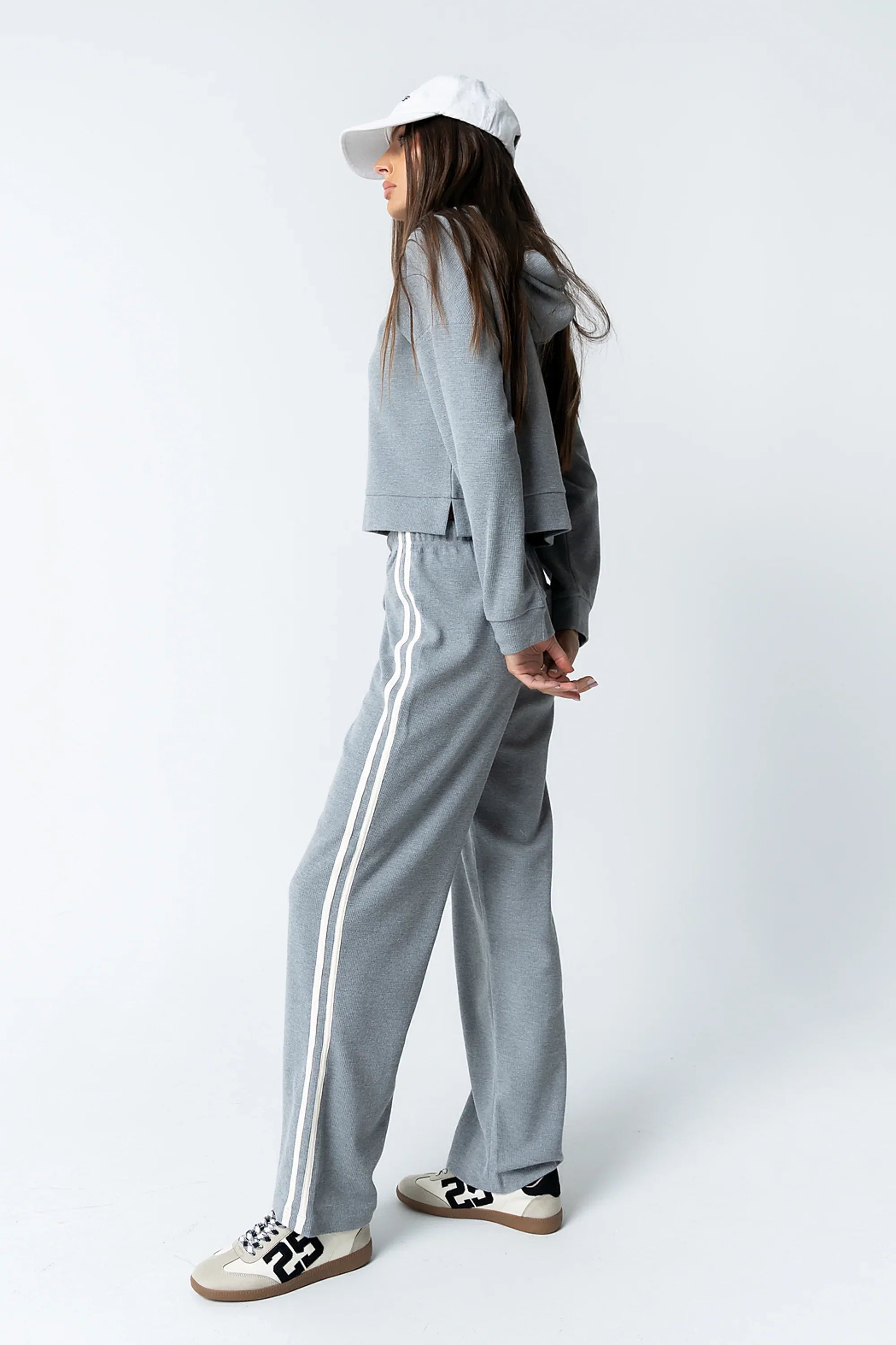 Kourtney Waffle Knit Pants in Grey