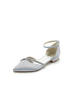 Pointed Toe Beaded Ankle Strap Kitten Heels