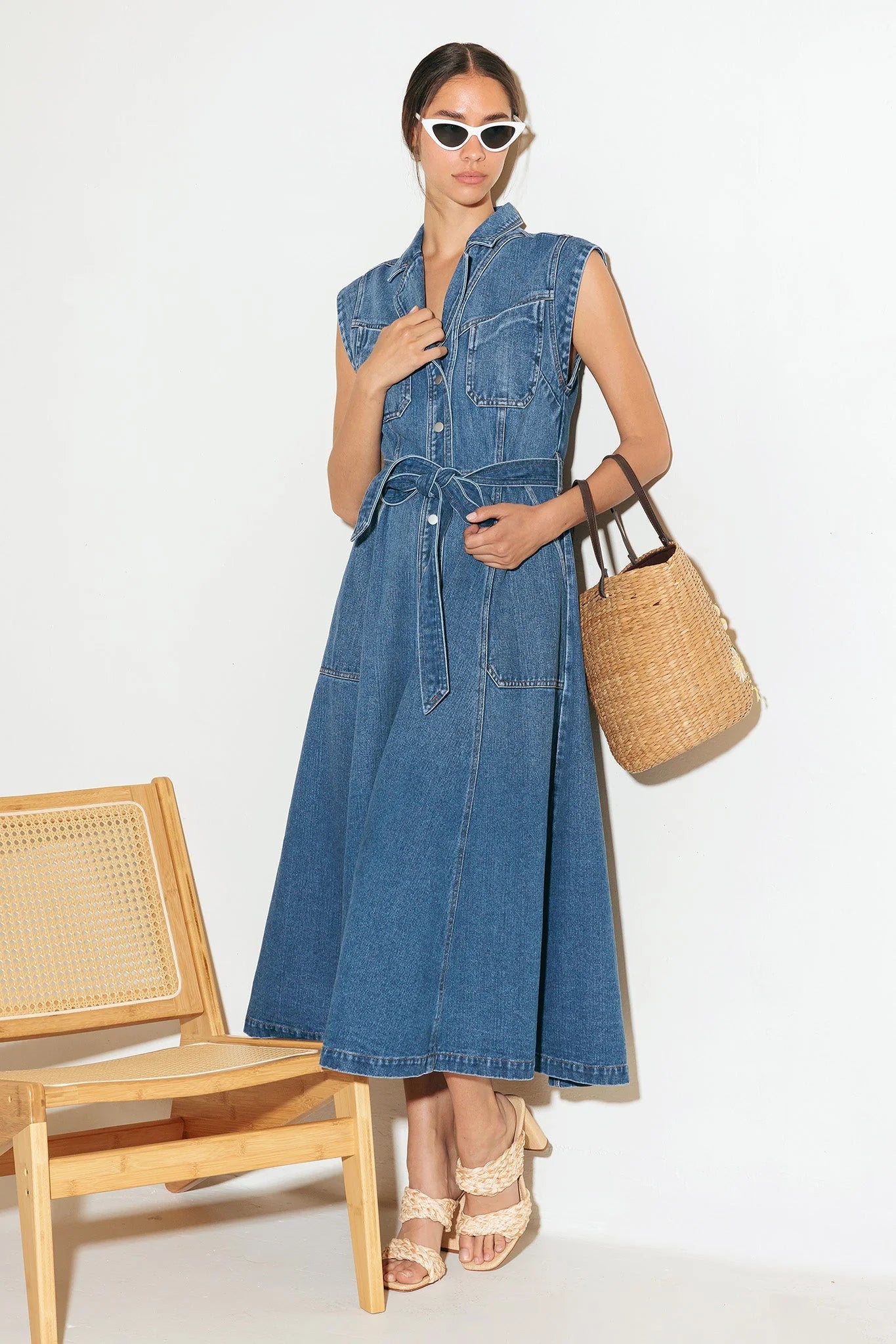 Ellery Washed Denim Midi Shirt Dress FINAL SALE
