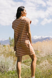 Kennedy Striped T Shirt Dress in Rust FINAL SALE