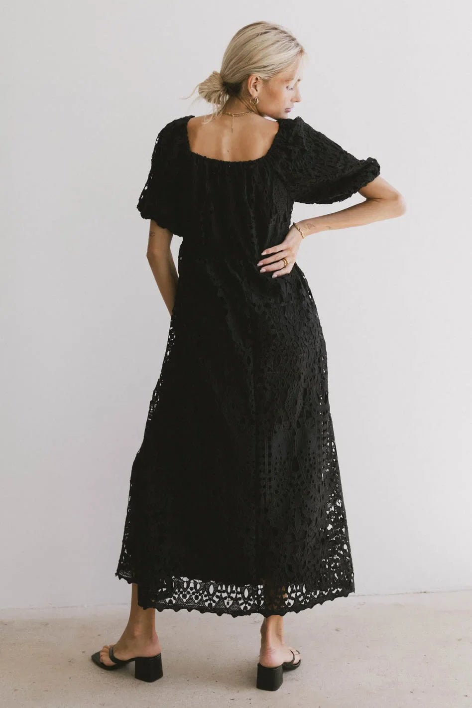 Devon Eyelet Lace Maxi Dress in Black FINAL SALE