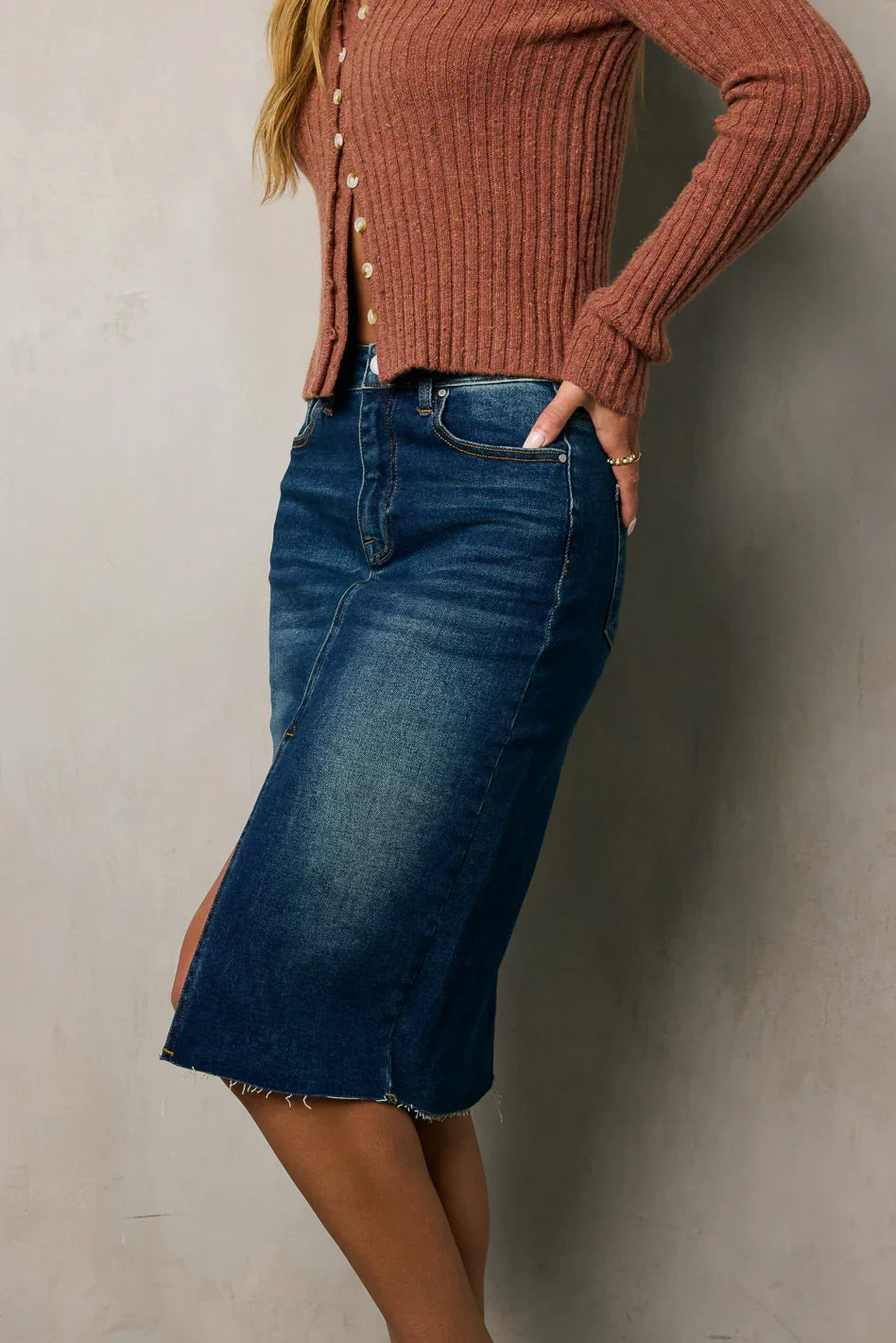 Jayna Denim Midi Skirt FINAL SALE