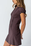 Lockie Pinstripe Mini Dress in Dark Brown FINAL SALE