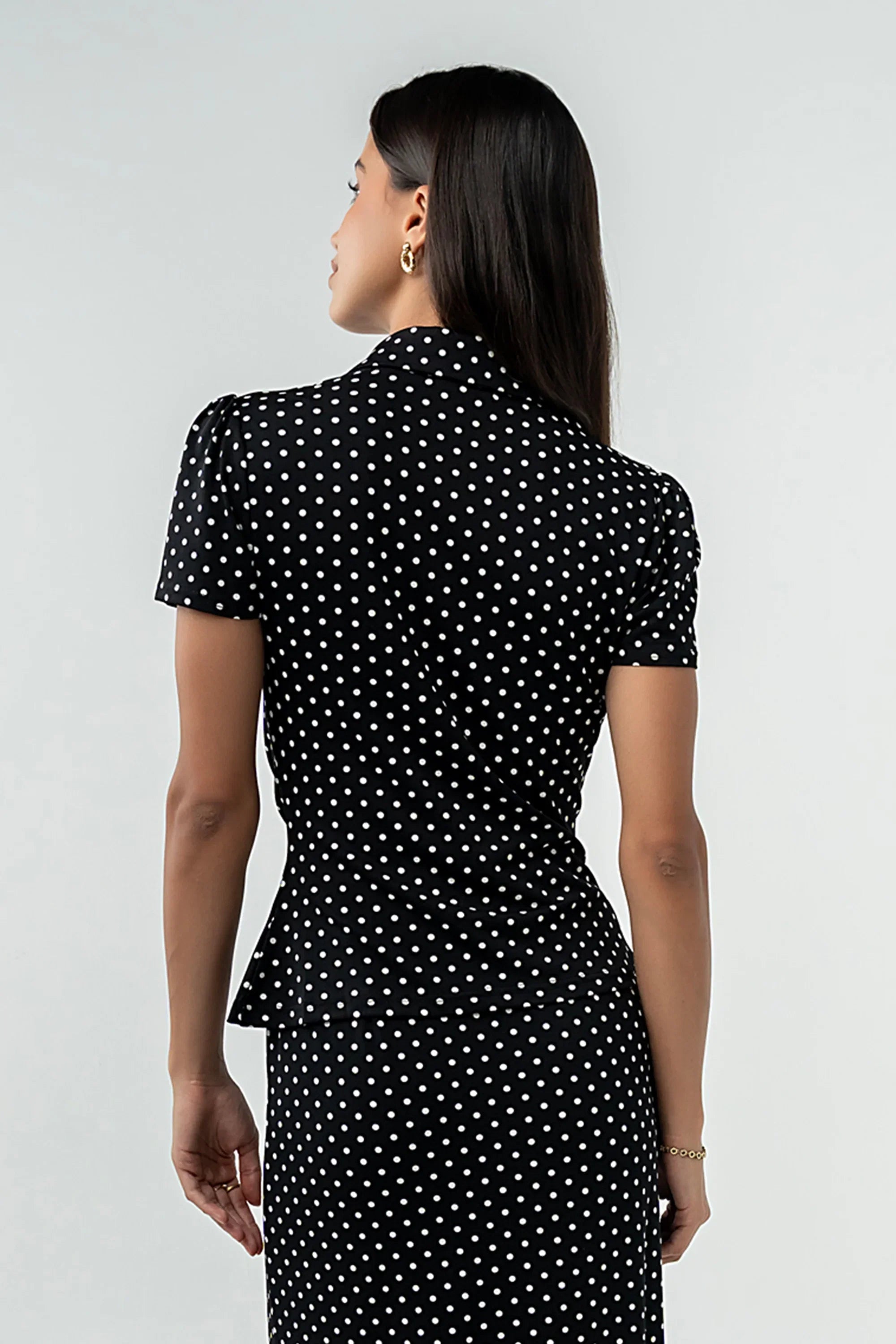 Malia Polka Dot Collared Blouse