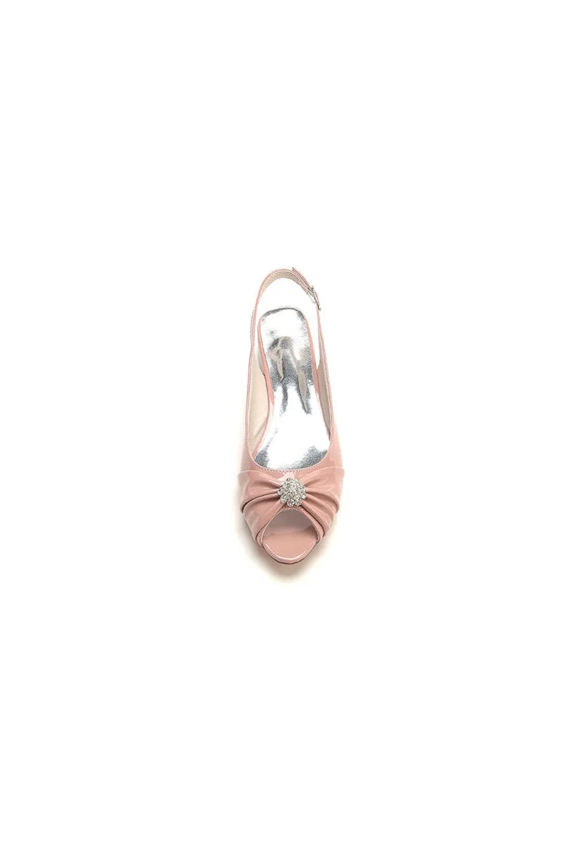 Glossy Fishmouth Sandals with Silver Metal Accents