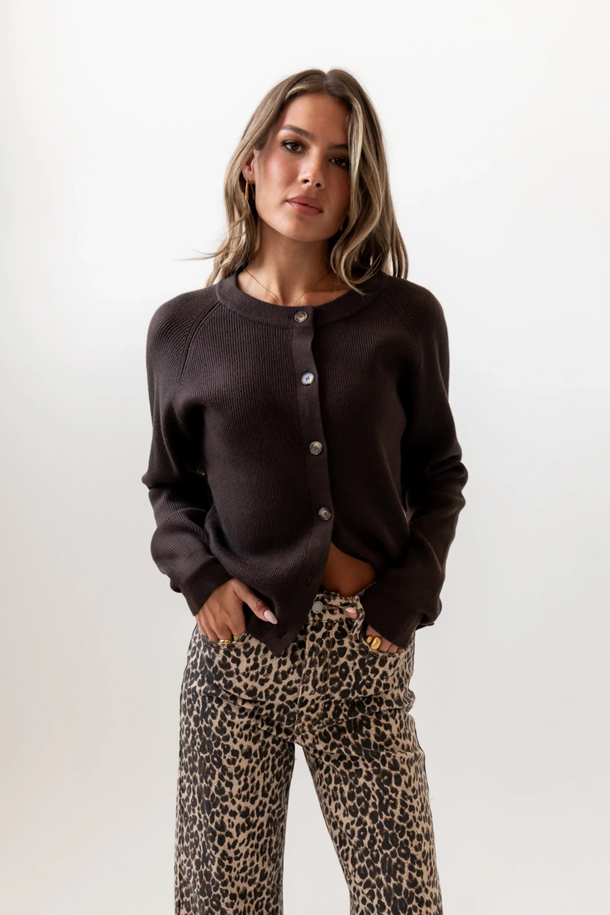 Debbie Ribbed Sweater in Brown