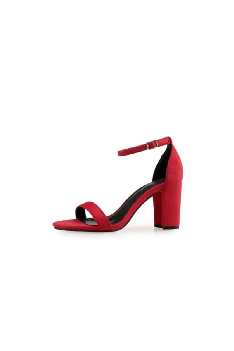 Outdoor Peep Toe Chunky Heel Suede Shoes With Ankle Strap Buckle