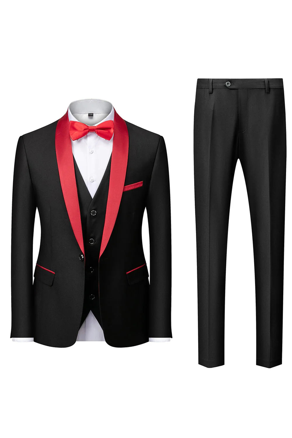 Mens Dark Green Shawl Lapel 3 Pieces Slim Fit Wedding Suits