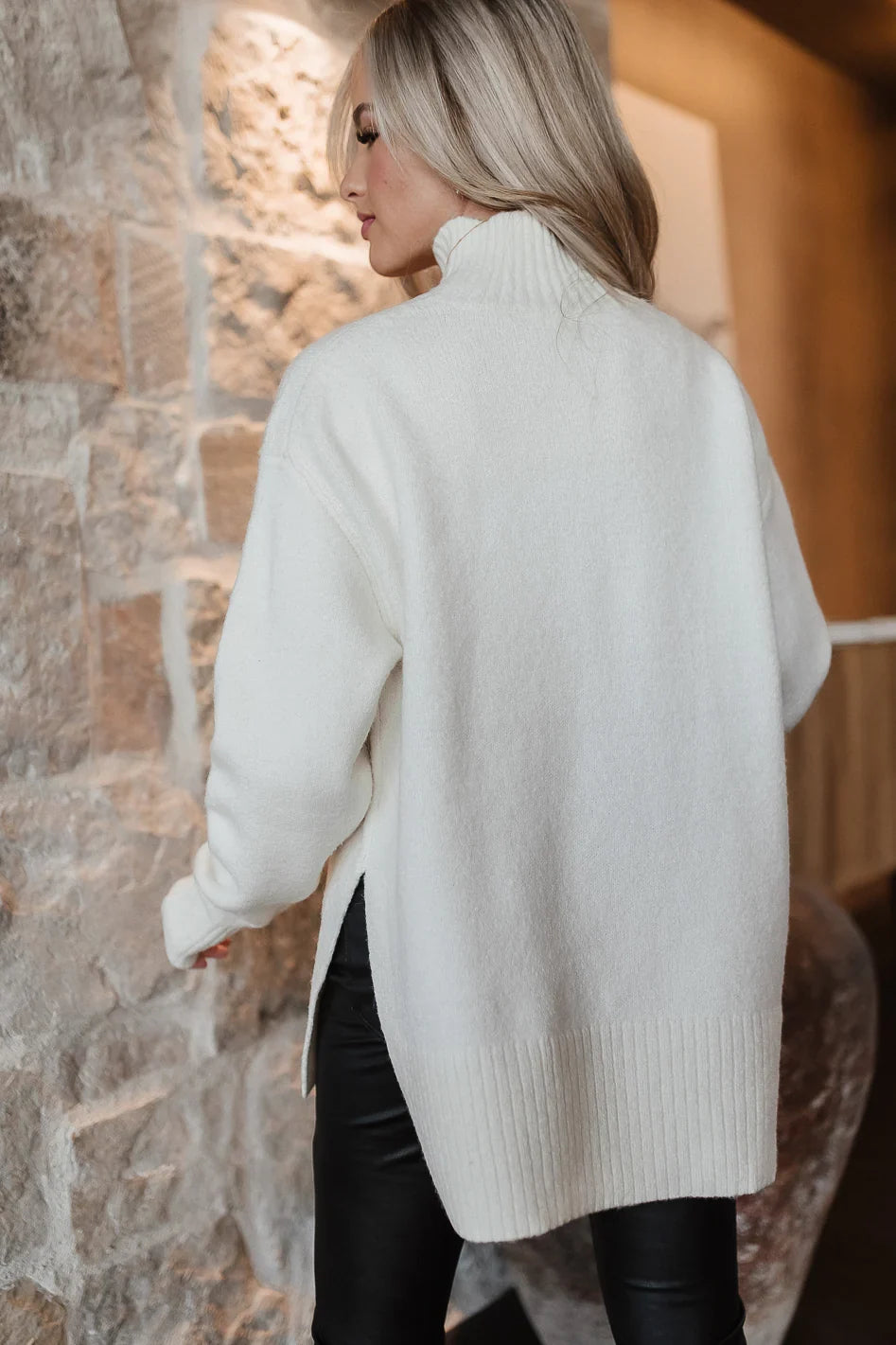Gracie High Neck Sweater in Cream FINAL SALE
