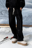 Malinda Mixed Media Baggy Pants in Black FINAL SALE
