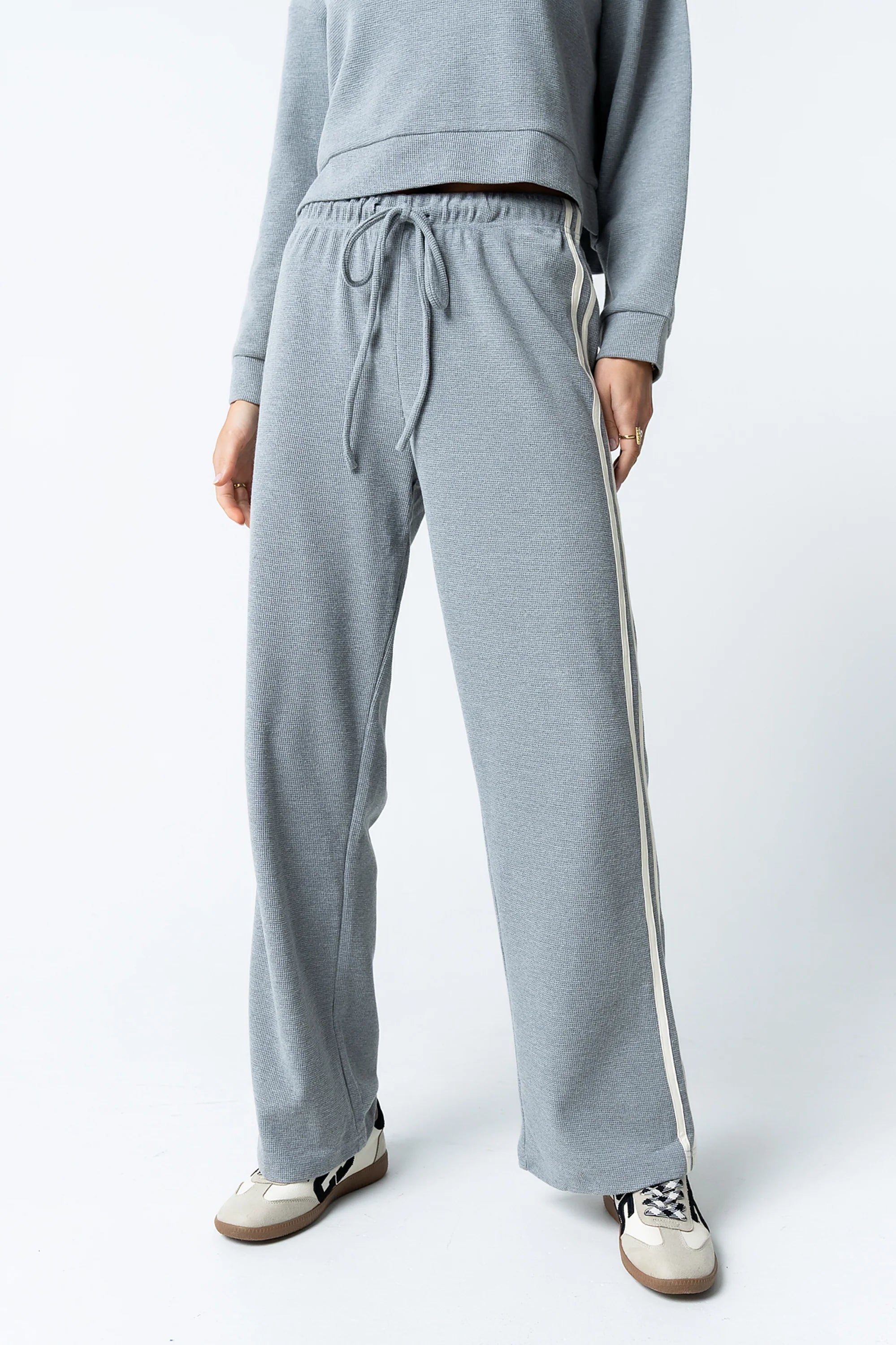 Kourtney Waffle Knit Pants in Grey