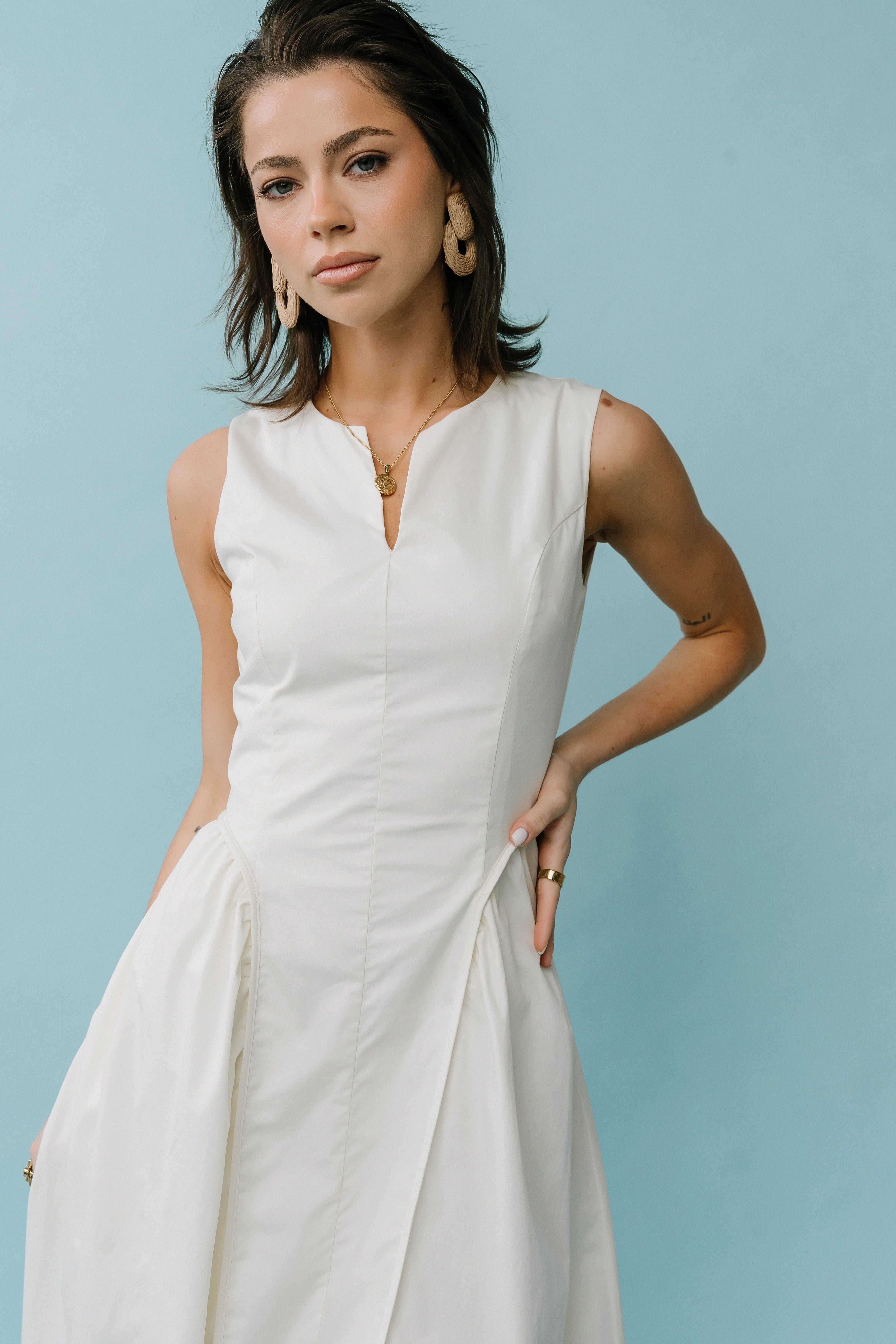 Jaynie Midi Dress in Cream
