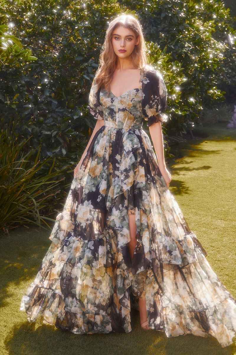 A1336 Corset Dress with Puff Sleeves Andrea Leo